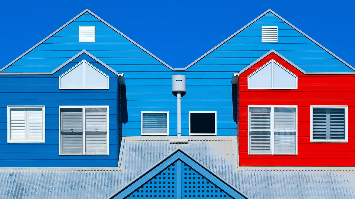 Suburban house exterior with fresh paint