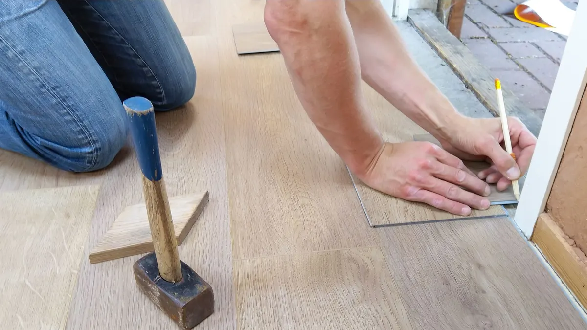 Home renovation with flooring installation in progress