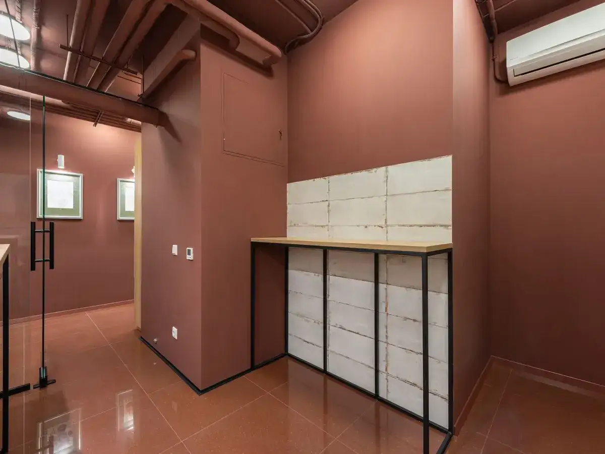 Small local business interior with freshly painted walls