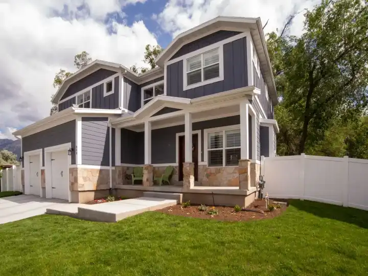 Suburban house exterior with a fresh coat of paint