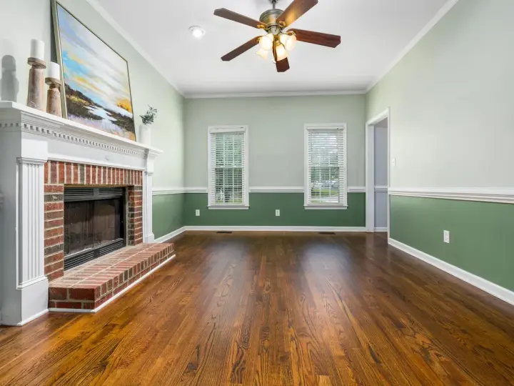 Cozy suburban living room with freshly painted walls